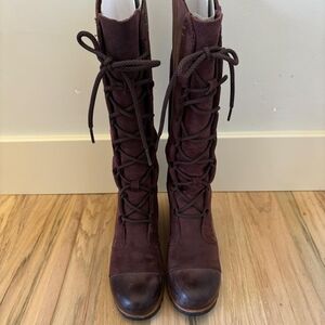 Brown Lace-Up Women's Boots